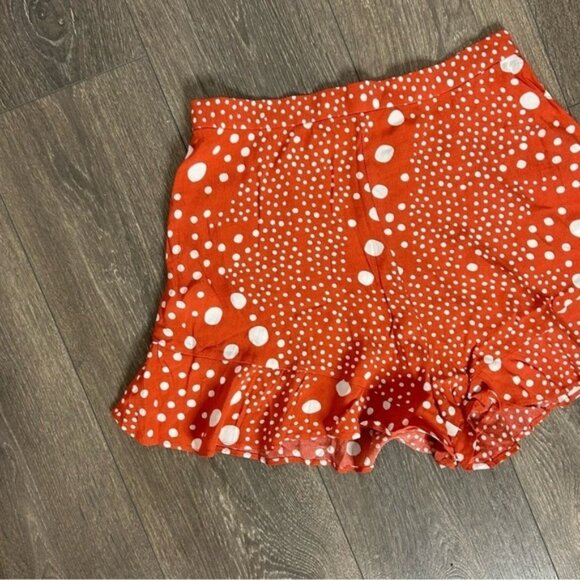 Anthropologie Fifth Label Peppers Shorts high rise waist Polka Dots Ruffles Red - Picture 9 of 16
